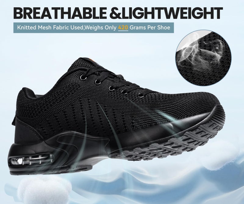 DYKHMILY Steel Toe Steel Toe Shoes for Men Steel Shoe Work Work Shoe Safety Safety Shoes Comfortable Lightweight Zapatos de Trabajo para Hombre Seguridad Size 9 Man/11,Black - Image 5